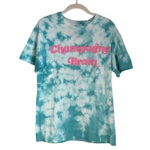 Bitter Sweet Blue Tie Dye Champagne Brain Short Sleeve T-Shirt Women's Medium